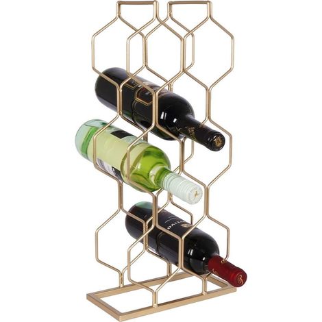 Weinregal aus goldenem Metall für 8 Flaschen, 23 x 48 cm