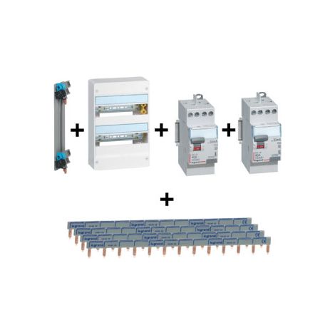 Legrand - DRIVIA - Coffret 2x13 + Peigne V et H + ID 40A Type A et AC - Ref. : 405000+404926 (x4)+411617+401212+411611 (1/2)