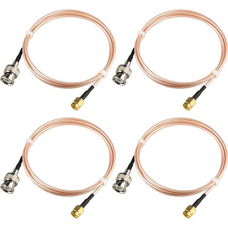 BNC to SMA Plug 4 Packs SMA to BNC Male RG316 Coaxial Adapter 1M Long Extension Cable for Radio, WiFi Wireless, Handheld Ham Radio, CB Radio (1/5)