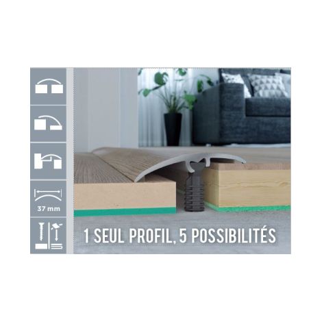 Barra de umbral romus invisifix 5 in 1 aluminio 93 cm