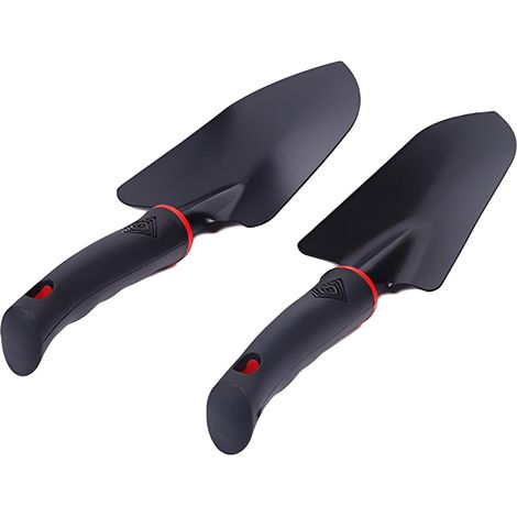 Lot de 2 - Pelle à main - Truelle de jardinage - Acier au manganèse - Pour ameublir la terre et transplanter - Jardin balcon terrasse - Noir - 32,5x8cm et 32x6cm (1/5)