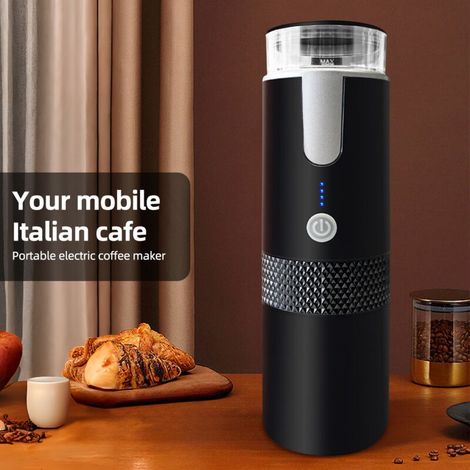 Machine à café expresso électrique, mini-machine à dosettes individuelles de 170 ml, avec bac à poudre et à capsules, batterie rechargeable de 1 200 mAh, infusion automatique, sans fonction de (1/5)
