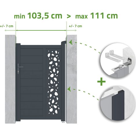 Portillon ajustable en largeur SUNNY 1m H.160cm Aluminium Gris Anthracite (1/4)