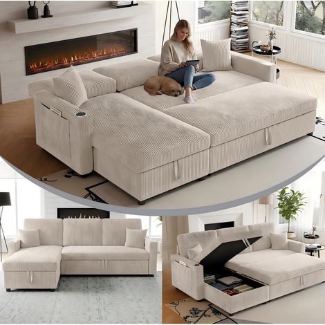 Los sofás cama en forma de L, un sofá espacioso, un sofá cama en el suelo y espacio de almacenamiento son adecuados para un sofá modular AR y una tumbona en su sala de estar y en su apartamento. (1/5)