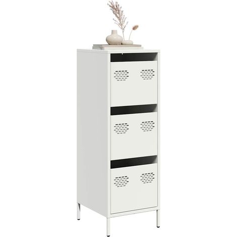 Highboard Weiß 39x35x103,5 cm Stahl