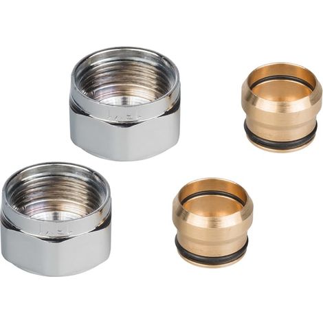 Raccord à compression en cuivre CU pour radiateur 15 mm x M22 chrome LUXRAD 2 pièces (1/2)
