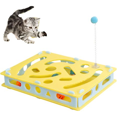 Interactive educational cat toy - To develop the senses - With maze - For brain training - Cat accessory - Anti-boredom and movement training (C)