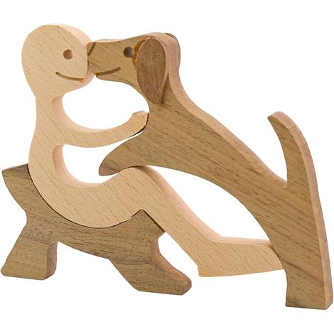 Figurines chien bois Sculpture chien Décoration table Décoration intérieur (1/5)