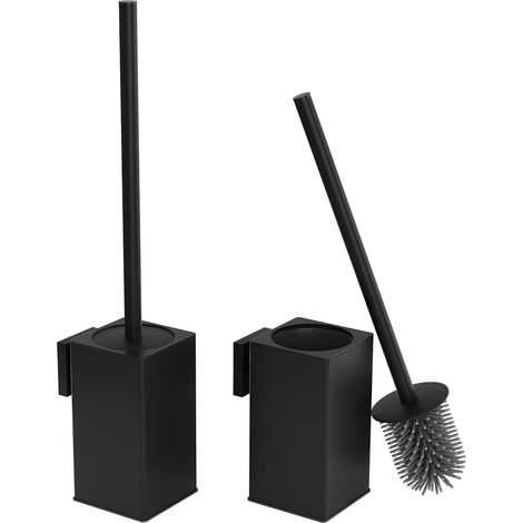 Lot de 2 Supports de Brosse WC pour Fixation Murale, Noir Mat, métal (1/5)