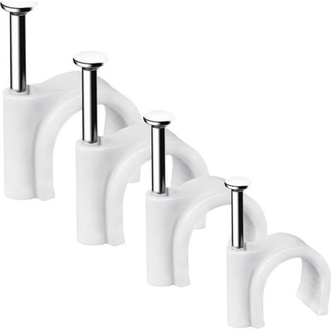 Lot de 400 clips de câble ronds solides et durables, Attache Câble, Range Câble, Fixation Câble électrique, Clips Câble, 4 tailles de 4 mm, 6 mm, 8 mm, 10 mm - Pour ranger les câbles (1/5)
