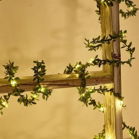 3M 30 Led Christmas De Noël Partie De Mariage Diy Simulation Décor Vert Feuille De Rotin Vigne Batterie À Piles Terrain De Cuivre (1/4)