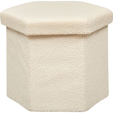 Pouf pliant hexagonal en bouclette JAIKO (1/4)