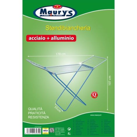 MAURY'S STENDINO IN ACCIAIO E ALLUMINIO DA 18MTL 178 X 55 X 107 CM