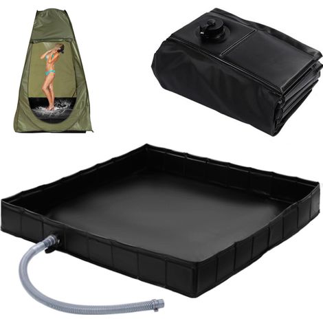 Receveur de Douche Pliable, Base de Douche extérieure, bac de Douche Pliable Portable, 80 x 80 cm, Tuyau d'évacuation Portable, adapté au Camping, aux tentes, aux caravanes, à la Plage (1/5)