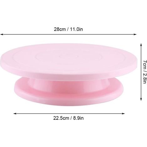 Platine à Gâteau Plateau Tournant Rond Gâteau Rotatif Support Pâtisserie Ensemble Outil Décoration (Rose) En Stock (1/4)