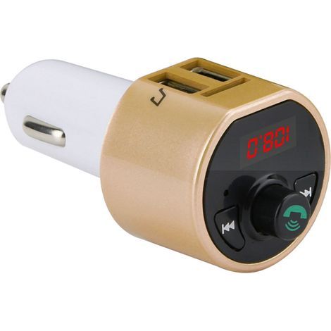 Kabelloser Bluetooth-Autoradio-Transmitter, FM-Radio-Adapter, Dual-USB-Ladegerät, MP3-Player (Gold) (1/5)