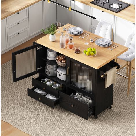 Mobile cucina con piano estensibile e ruote 100 cm OKMYHOME