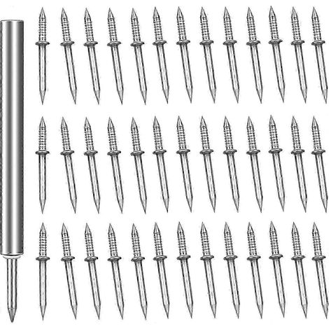 200 clous sans joint à double extrémité, compatibles avec les plinthes, vis de sécurité invisibles et non marquantes, livrés avec 3 outils de pose de clous. (1/5)