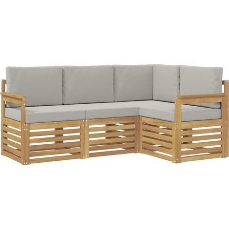 Set di divani da esterno 4 pcs Bianco e Grigio Chiaro vidaXL