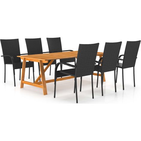 7-tlg. Garten-Essgruppe Schwarz