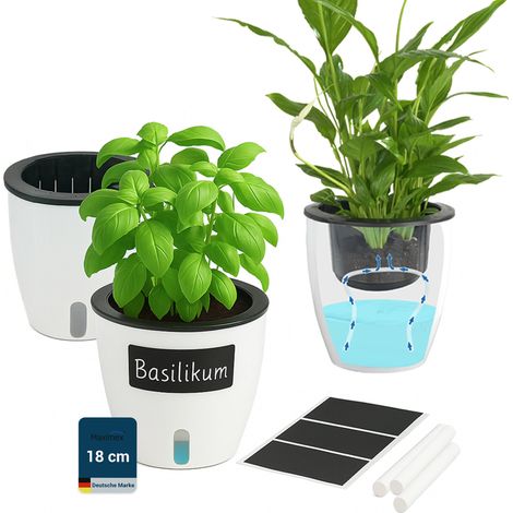 Set aus drei Töpfen mit Bewässerungssystem, Ø 18 cm (1/5)