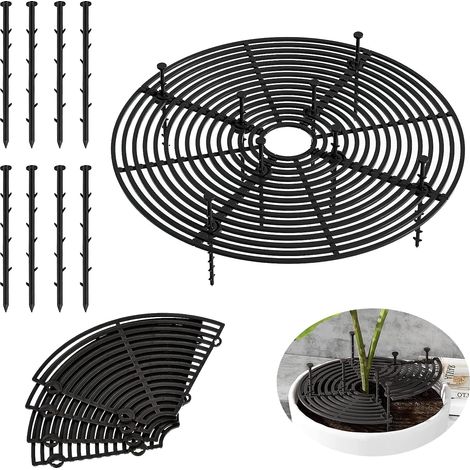 2 Pièces 30 CM Cache-Pot de Fleurs en Grille avec 16 Piquets de Sol Grille Protection Plante Couvercle Inférieur Découpable Réutilisable,Convient pour Rotéger Les Plantes,Les Enfants(Noir) (1/5)