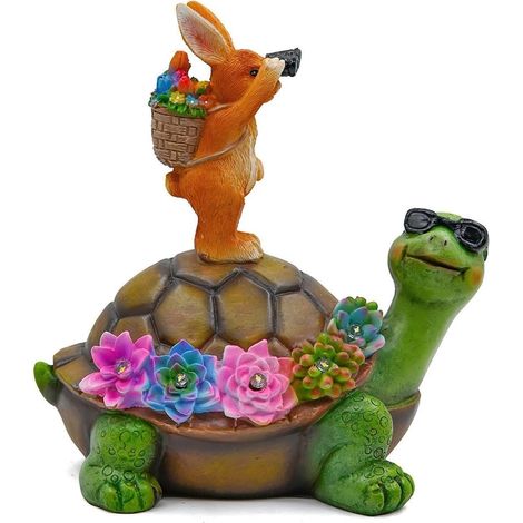 Schildkröte Hase Gartendekoration Solarstatue Tier