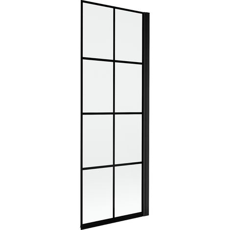 Mexen Mist mampara de ducha de 1 hoja derecha 70 x 150 cm, cuadrícula negra, negro - 8A9-070-001-70-77-P (1/4)