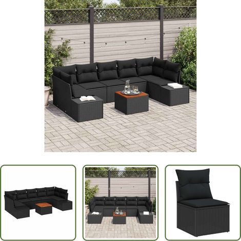 vidaXL Modulares Sofa - Gartensofa-set mit Speicher 8 pcs Schwarz Poly-Rattan (1/5)