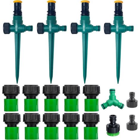 4-teiliges Gartensprenger-Set – Rasensprenger mit Erdspießen – 360° drehbar – Für Pflanzen, Gemüse und Blumen – Kunststoff – Grün (1/5)