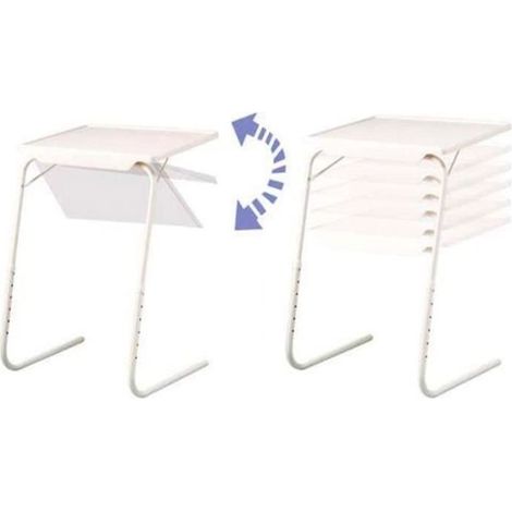 Table d'appoint pliante - Blanche - Léger et solide - Réglable en hauteur - Pliable