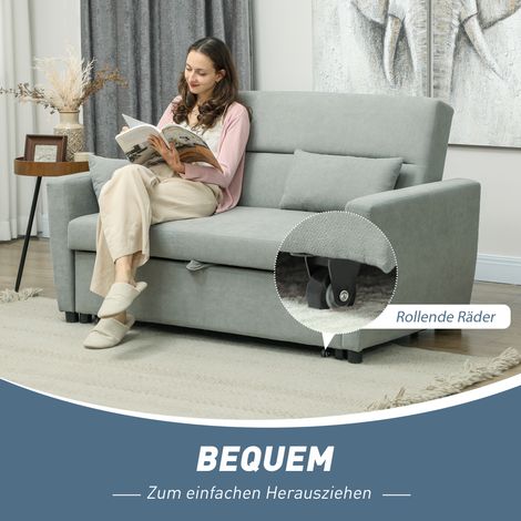 Zweisitzer-Sofa mit Ausklappfunktion, verstellbarer Rückenlehne, Samtbezug, für Wohnzimmer und Schlafzimmer, hellgrau. (1/5)