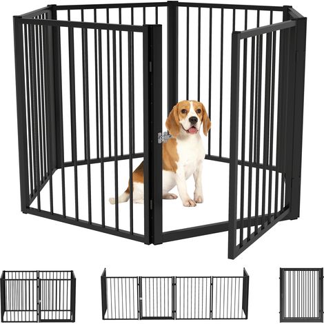 Enclos chiots – Parc chiens – 6 panneaux avec porte – Pliable portable acier – Noir