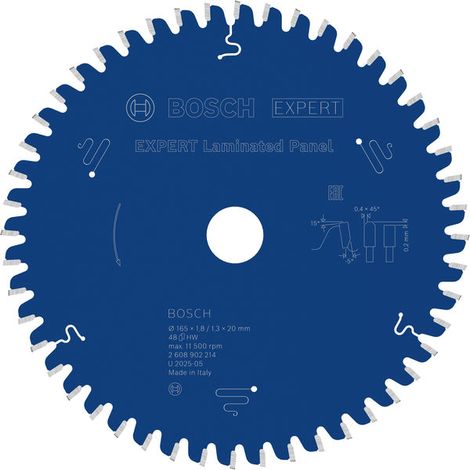 Bosch EXPERT Laminated Panel Circular Saw Blade 165 x 1.8/1.3 x 20mm T48 (1/4)