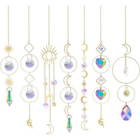 Attrape Soleil, 7pcs Attrape-Soleil en Cristal, Perle de Verre Prisme Arc-en-Ciel en Cristal Suspendu Suncatcher Pendentif en Cristals pour fenêtre Maison Jardin fête Mariage (1/5)