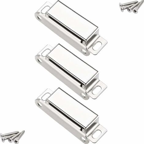 Magnets Magnetschnäpper, 20 kg magnetischer Türschnäpper und 12 Schrauben, 304 Edelstahl, Magnetschnäpper zum Schließen von Möbeln/Schränken/Schranktüren (3 Stück)