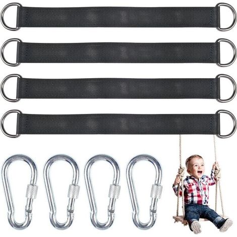 Set of 4 Tree Swing Hanging Straps with 4 D-Rings for Garden/Swing/Tree Swing/Hammock (1/5)