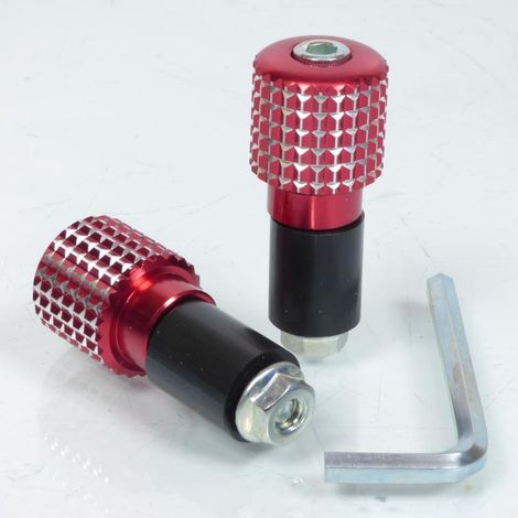 Paire embout moleté rouge pour guidon diamètre intérieur 17mm
