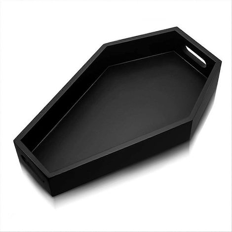 Sargförmige Aufbewahrungsbox, schwarzes Tablett, gotisches Holztablett, Dekoration, Geburtstagsgeschenk (1/5)