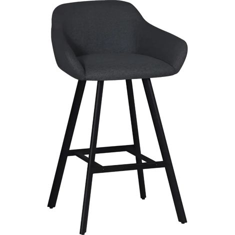Sgabello con seduta imbottita colore grigio scuro e gambe in metallo nero - Rory (1/4)
