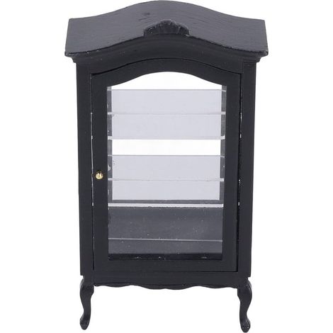 Étagère d'exposition pour maison de poupée à l'échelle 1:12, meuble miniature, vitrine noire avec fenêtre transparente, vitrine de rêve pour accessoires de maison de poupée (1/5)
