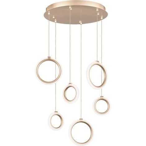 Lampada a sospensione in metallo verniciato 6 Luci ORO 45 cm a Led PINTA (1/2)