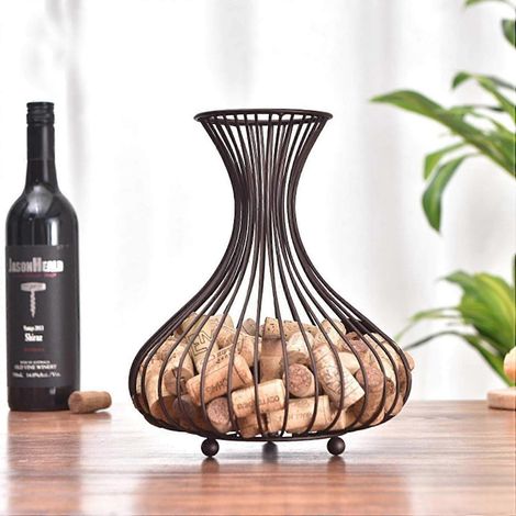 Rangement pour bouchons de vin, panier de rangement pour bouchons de tonneau, récipient collecteur de bouchons en fer, accessoires de cuisine (1/5)