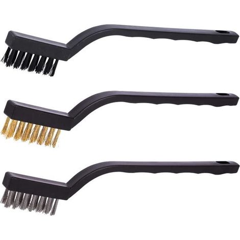 Brosse métallique en nylon/laiton/inox avec poignée incurvée pour nettoyer la rouille et la poussière - WOVTE (1/4)