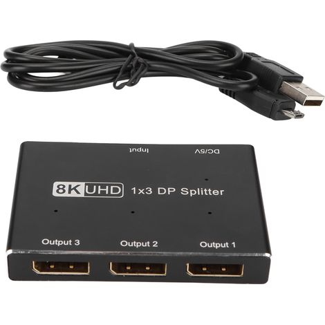 Répartiteur DisplayPort 1.4 1 vers 3, triple MST/SST Hub DP, compatible iOS, Windows et Android (1/5)