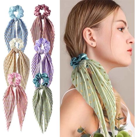6 cintas para el cabello con lazos de seda de colores - Diademas para mujeres y niñas