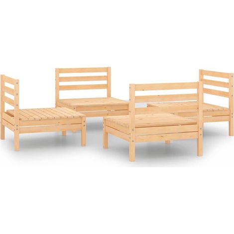 Maison Exclusive - 4-tlg. Garten-Lounge-Set Massivholz Kiefer (1/5)