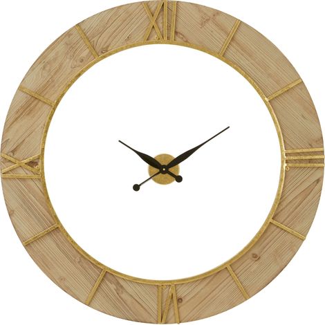Premier Housewares Wall Clock Wooden Clocks For Living Room Gold Roman Numbers Kitchen Clocks Wall Contemporary Clocks For Bedrooms 98 x 4 x 98 (1/4)