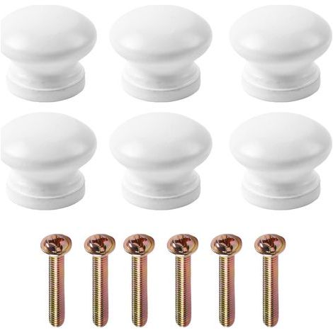 Wooden Furniture Handles, Round Natural White, 30x20mm, For Cupboard, Drawer, Cabinet, Kitchen, Bedroom (1/5)