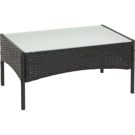 [NEUWERTIG] Poly-Rattan Gartentisch Hamar, Beistelltisch Tisch mit Glasplatte anthrazit (1/5)